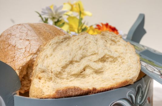 Close up of Two Bread Halves in Basket