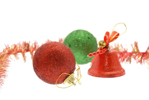 Christmas decorations on white, isolated