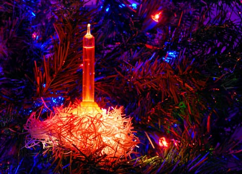 Christmas Tree Light Shining in the Dark