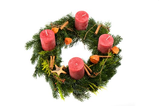 advent wreath isolated on white background