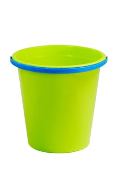 Empty green bucket isolated on a white Background
