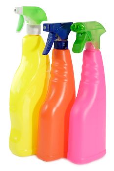 Household Cleaners on isolated white background
