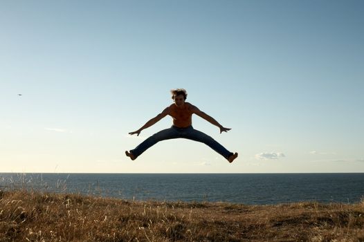 sporty man jumping