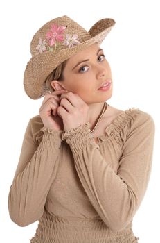 pretty woman in straw hat