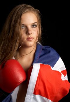 boxer girl with british flag