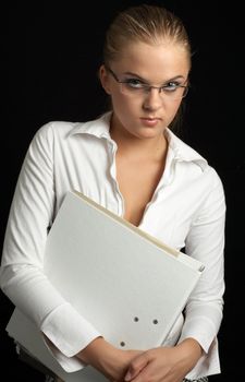 office girl in white blouse