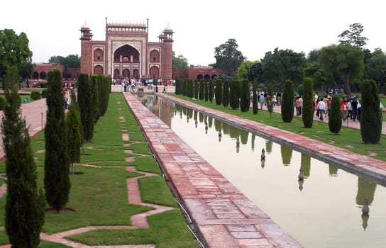 Unusual view of the Taj Mahal in Agra India