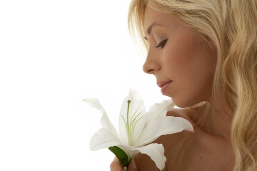 pretty lady with madonna lily