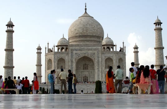 Unusual view of the Taj Mahal in Agra India