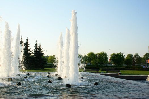 Fountain on a Poklonnaya Gora in Moscow in a day off.