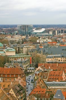 the capital of Alsace in France, border with Germany, Strasbourg