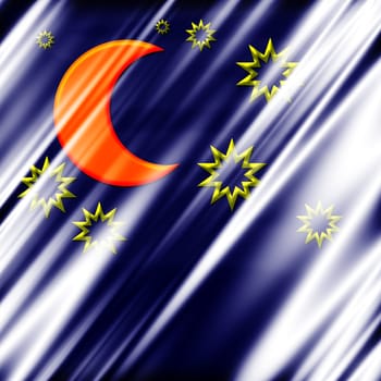 moon and stars on blue striped background