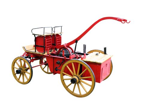 Red fire wagon from the beginning of the century.