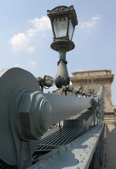 Close the Budapest Chain Bridge, and the structure of the lamp.