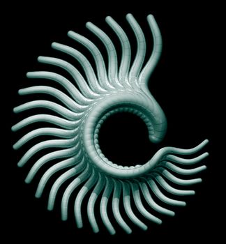 Abstract organic form black background - 3d illustration