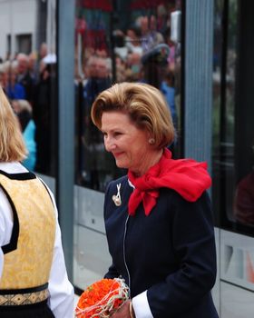 Queen of Norway at the opening of bybanen in Bergen june 2010