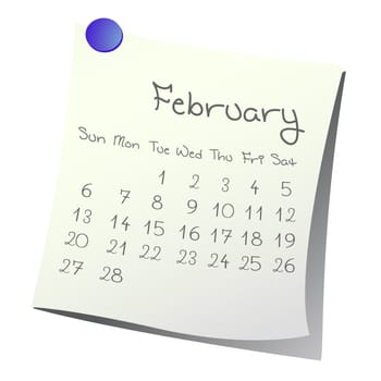 Calendar for February 2011 on paper