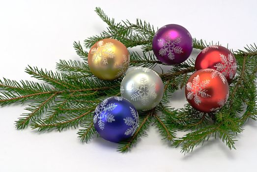 nativity, Christmas tree with color ball isolated