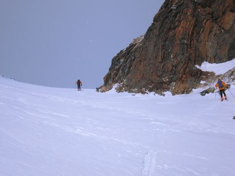 climbing salza pass in aosta valley