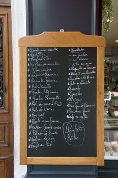 Restaurant Menu board, Paris, France