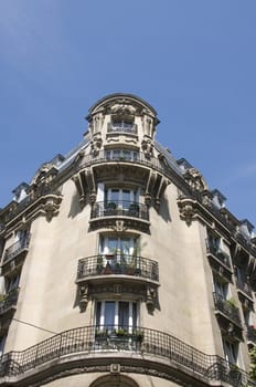 Apartment building facade, Paris, France