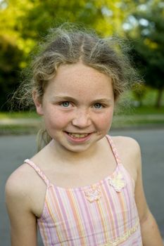 chest up portrait of smiling young girl