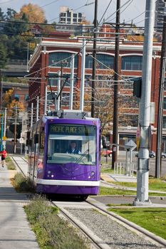 violet street car near lake union