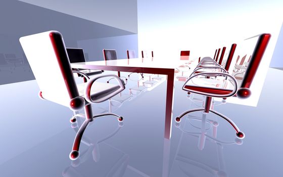 3D rendered Boardroom.