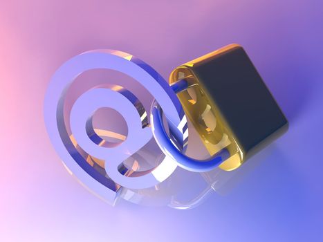 3d rendered Illustration. Locked email.