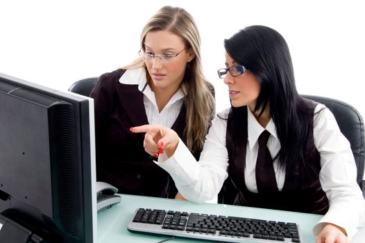 professional women checking office profile in own pc in office