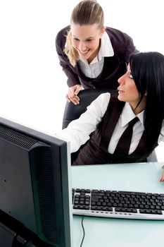 professional women happy after getting result by internet  in office