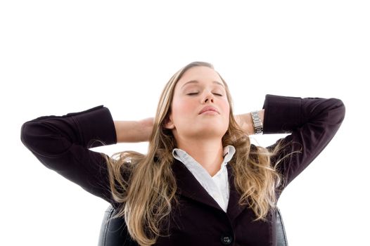 woman taking rest on an isolated white background