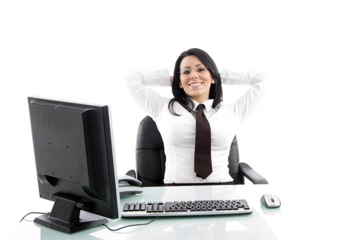 young accountant resting against white background