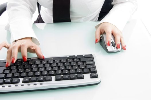 close up of finger on keyboard on an isolated background