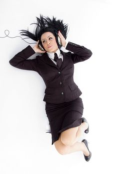 manager wearing headphone on an isolated background