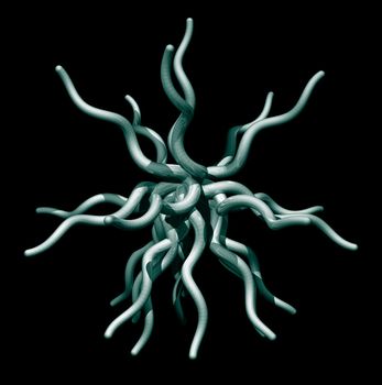 Abstract organic tentacles black background - 3d illustration