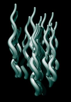 Abstract organic tentacles black background - 3d illustration