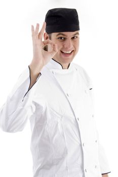 portrait of young chef on an isolated white background