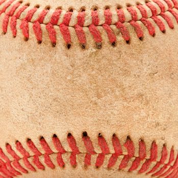 Macro Abstract Detail of Worn Leather Baseball.