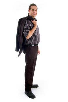 full pose of young executive on an isolated white background