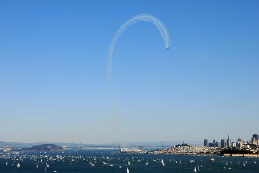 Military Airplanes Making a Loop Above the San Francisco Bay