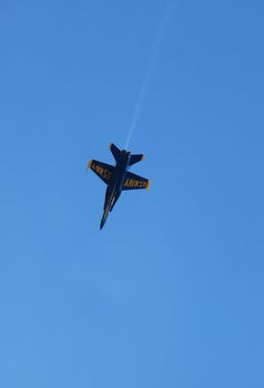 SAN FRANCISCO - OCTOBER 12th 2008: San Francisco Fleet Week 2008 - US Navy Blue Angel Airplane Performs During Air Show