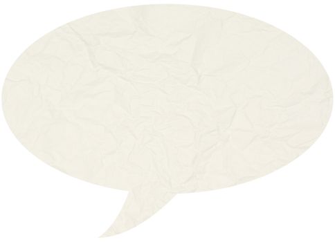 Crumpled comic speech bubble isolated in white