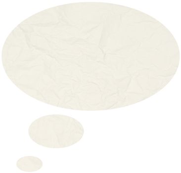 Crumpled comic thought bubble isolated in white