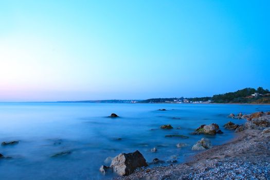 bluring sea during sunset in Crimea, Ukraine