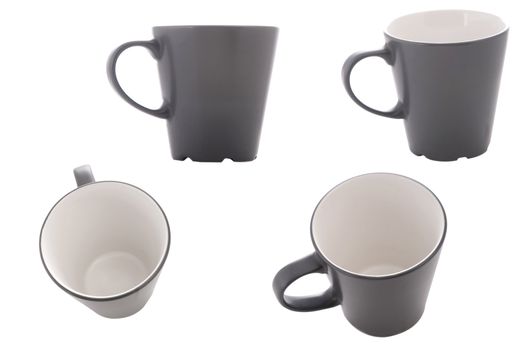 different point of view from cup on white background