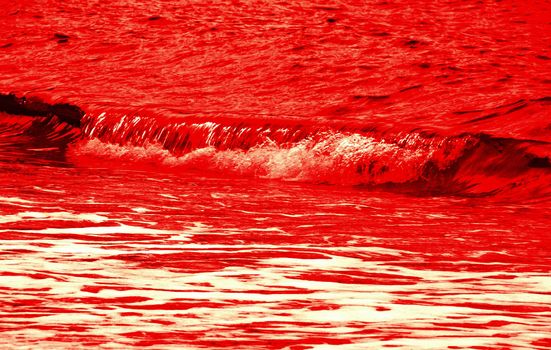 single bloody red wave on water background