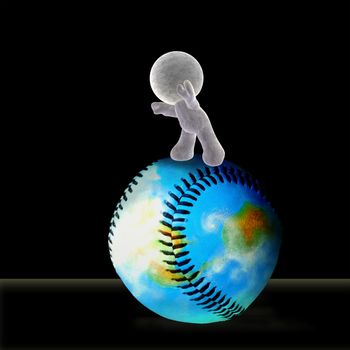 A soft toy rolling the world of baseball forward into the future