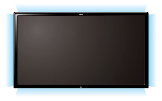 Modern lcd flat screen television with blue outer glow