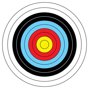 Illustrated archery target icon with colored bands and outline